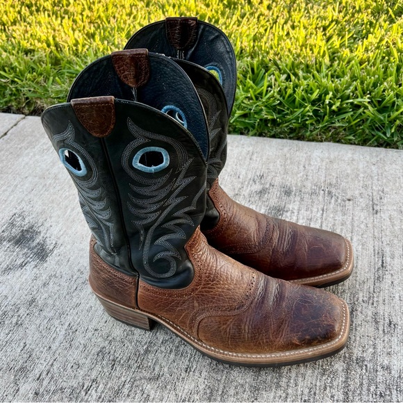 Ariat Heritage Roughstock Men’s Brown Leather Wide Square Toe Boots 13D 10014024 - Picture 5 of 16